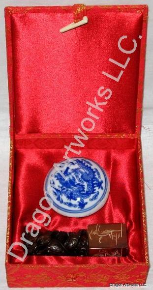 Large Carved Chinese Seal Kit with Red Ink