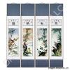 Bamboo and Birds Chinese Detail Watercolor Painting Scroll Set