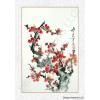 Chinese Red Plum Blossoms Brush Painting