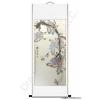 Chinese Brush Painting of Purple Flowers and a Love Bird