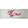 Horizontal Chinese Brush Painting of Red Plum Blossoms