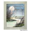 Chinese Brush Painting of Marsh Cranes under Moonlight