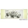 Black Ink Chinese Brush Painting of Peony Flowers