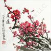 Chinese Brush Painting of Red Plum Blossoms on Black Branches