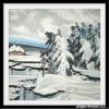 Chinese Brush Painting of Snow-Covered Winter Landscape