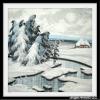 Chinese Brush Painting of Snow-Covered Winter Countryside