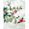 Red Birds, White Flower Blossoms Chinese Silk Painting