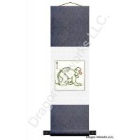 Chinese Monkey with Baby Painting Wall Scroll