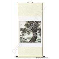 Three Deer Under a Large Tree Wall Scroll Painting