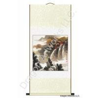 Chinese People Overlooking a Mountain Scroll Painting