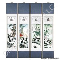 Chinese Panda Detail Painting Scroll Set