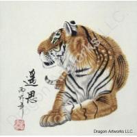 Tiger Chinese Brush Art Scroll Painting