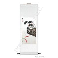 Cat and Gold Fish Chinese Scroll Painting