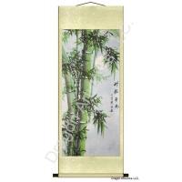 Moonlit Winter Green Bamboo Chinese Brush Painting
