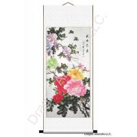 Peonies Wisteria Butterflies Chinese Painting Wall Scroll