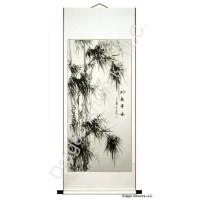 Large Chinese Wall Scroll Painting of Black Bamboo