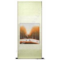 Chinese Scroll Painting of Three Cranes in Fall Landscape