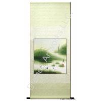 Chinese Painting of Three Cranes in Summer Marsh