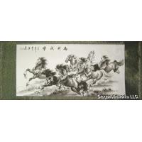 Eight Running Horses Chinese Wall Scroll Painting