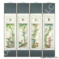 Chinese Scroll Painting Set of Bamboo and Flowers