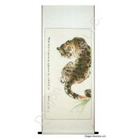 Chinese Wall Scroll Painting of a Leopard