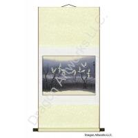 Chinese Wall Scroll of Cranes in Winter Marsh