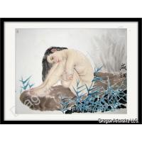 Partially Nude Beautiful Chinese Woman Painting