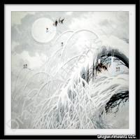 Chinese Painting of Sparrows in a Beautiful Winter Landscape