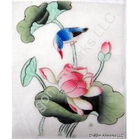 Chinese Lotus Flowers and Bird Silk Painting